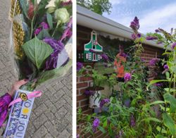 Bosje bloemen en een vlinderstruik met paarse bloemen