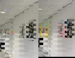 Verschillende schilderijen aan de muur